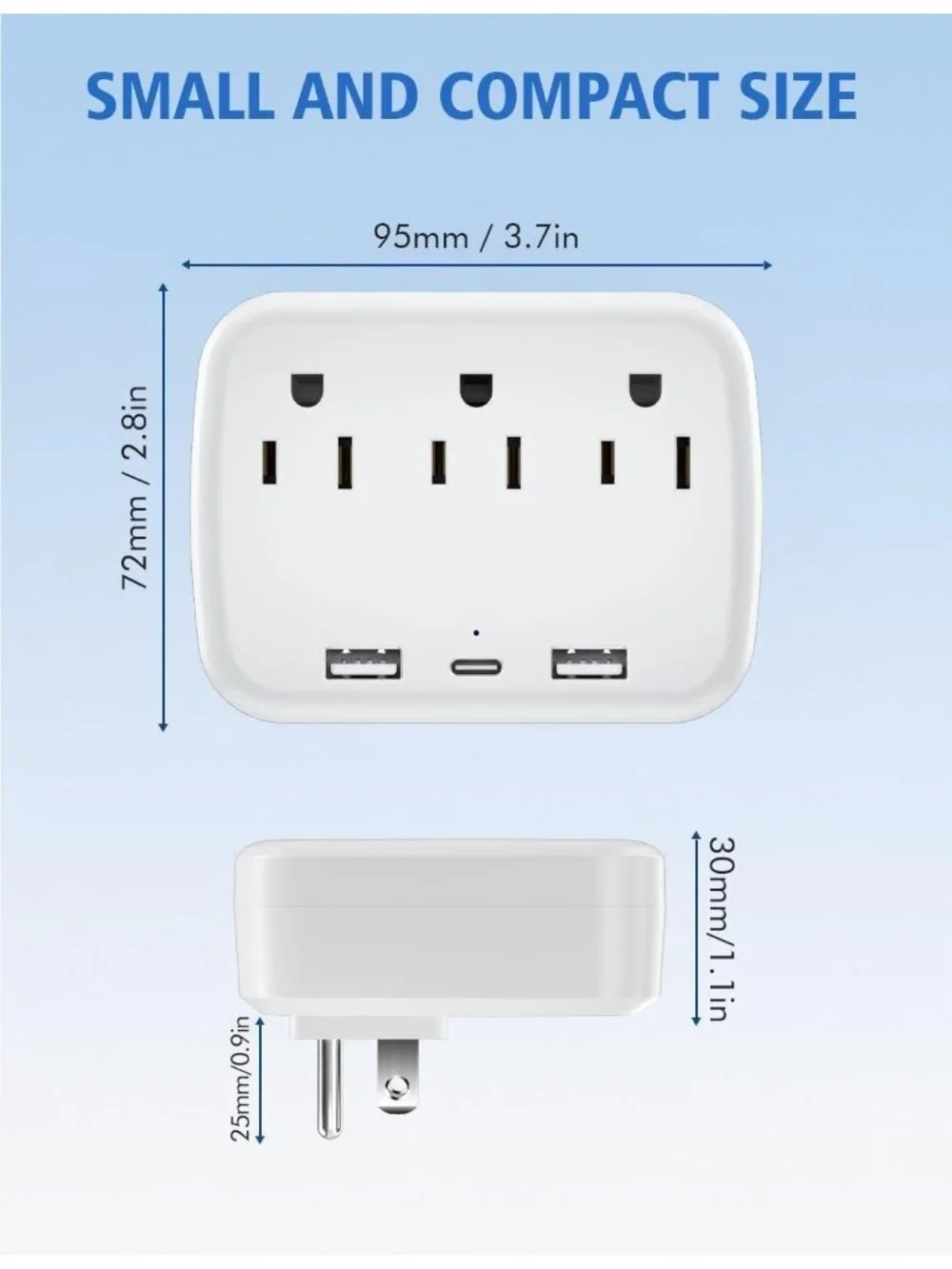 Outlet Extender Multi Plug – Surge Protector Wall Adapter with 3 AC Outlets